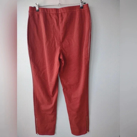 Jason Wu faux leather burnt orange pull-on pants women's size Medium sli… - Picture 3 of 11